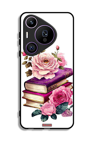 Tolwak غطاء حماية لهاتف هواوي بيورا 70 برو بنقشة الورود والكتب