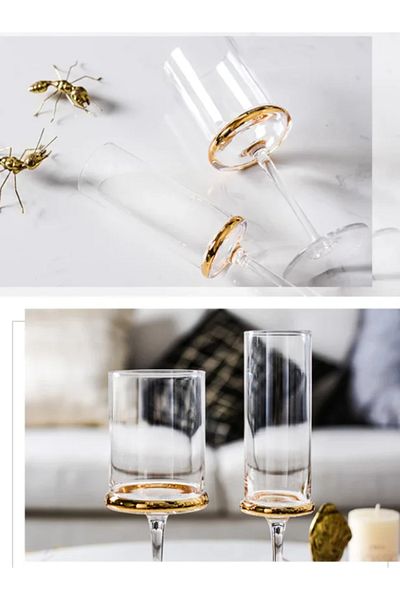 LUXXO Set 6 glasses for champagne made of crystal, Chaud, 240ml