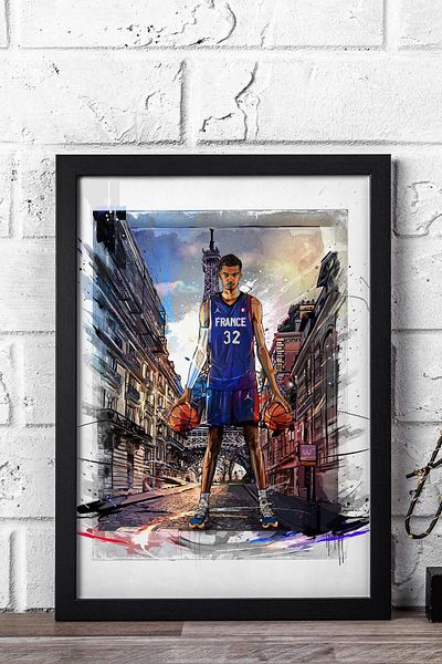 Saturn Victor Wembanyama Framed Painting - Basketball France Poster Painting