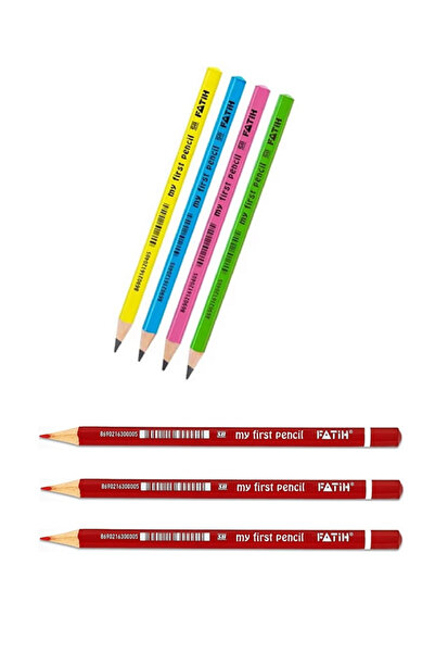 Fatih قلم رصاص جامبو + قلم رصاص فاتح جامبو أحمر / قلمي الأول - مجموعة مكونة م...