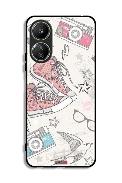 Tolwak Xiaomi Redmi 13C Protective Case Cover Canva Shoes And Camera Art