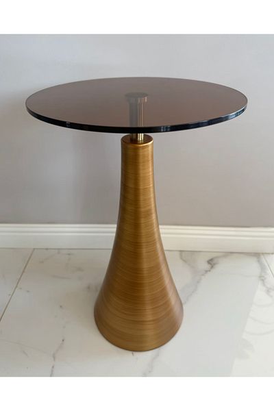 LUXXO Masuta de cafea/laterala/noptiera, Amira, blat sticla securizata, picior metal, 35x35x55cm