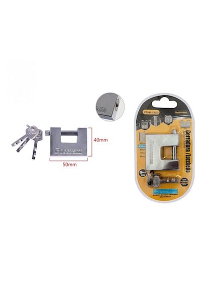 Bossram Padlock, 3 Keys, 50x40cm, Silver