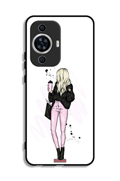 Tolwak غطاء حماية لهاتف هواوي نوفا 12 لايت، رسم فتاة تحمل كوب قهوة