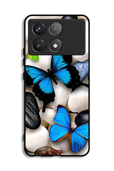 Tolwak Xiaomi Poco F6 Pro Protective Case Cover Butterflies On Stones