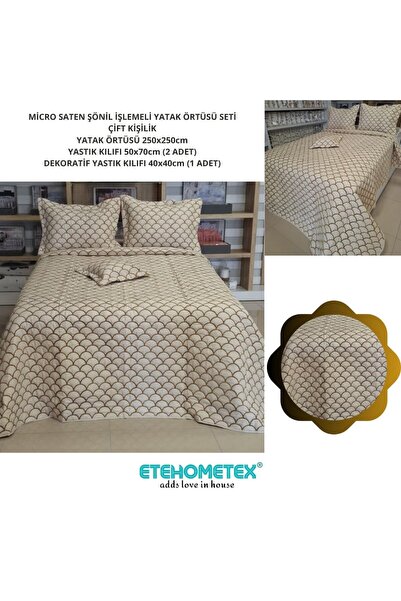 ETE HOMETEX Micro Satin Chenille Embroidered Double Personality Bedding Set