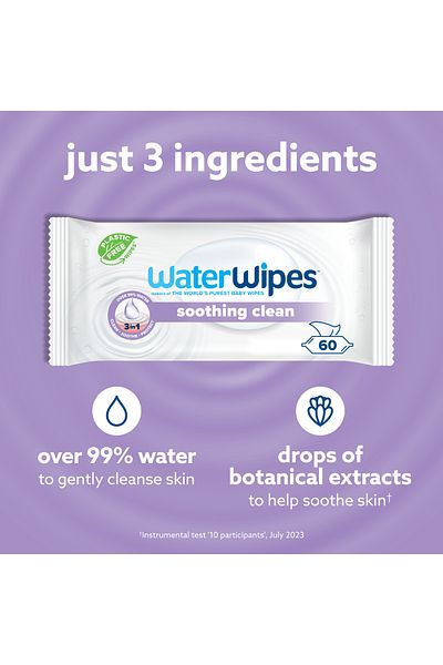 WaterWipes Soothing Clean Baby Wipes 360 wipes(6 Packs)with 99% Water & Botanical Extracts Wipes for Face&Body