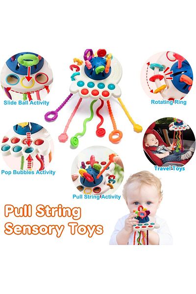 Micostore Set of 4 Baby Toys, Montessori, 6-12-18 Months, Motor Skills, Shape Sorter, Cubes and Stacking