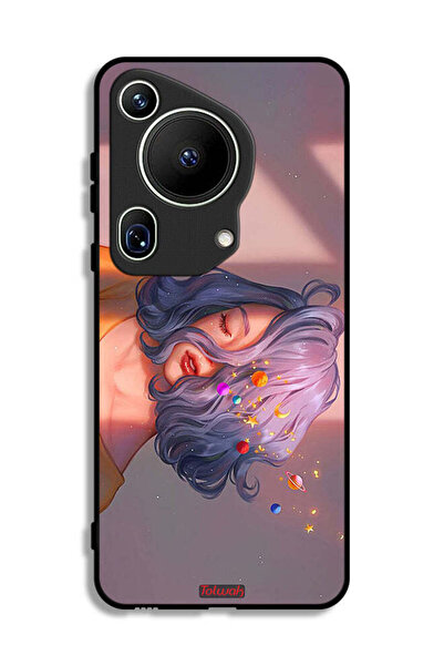 Tolwak غطاء حماية فائق لهاتف هواوي بيورا 70 بتصميم فتاة وفضاء