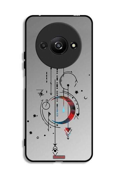 Tolwak Xiaomi Redmi A3 4G Protective Case Cover Moon And Arrows Art Pattern
