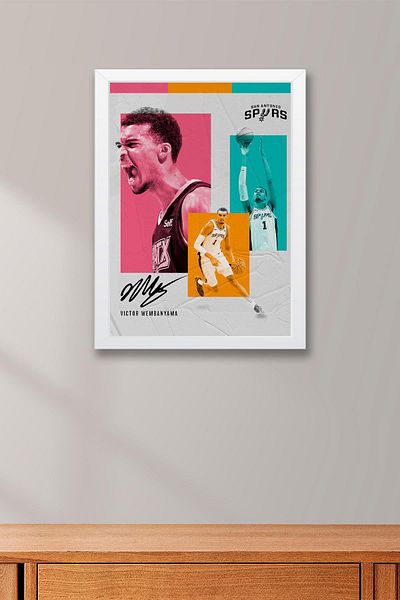 Saturn Victor Wembanyama Framed Painting - San Antonio Spurs Nba Poster Painting