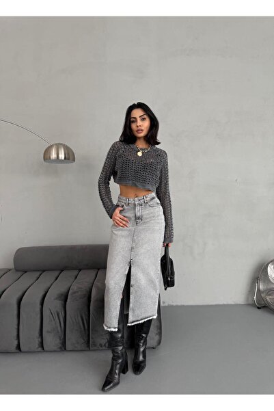 XBELLA DENİM ЖІНОЧІ МАКСІ СКОРОЧЕНІ СПІДНИЦІ З ПЕРЕДНІМ РОЗПОРУКОМ