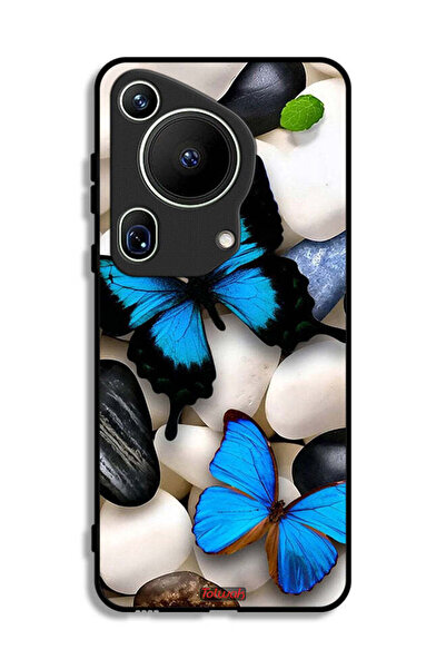 Tolwak غطاء حماية لهاتف هواوي بيورا 70 ألترا بتصميم فراشات على أحجار