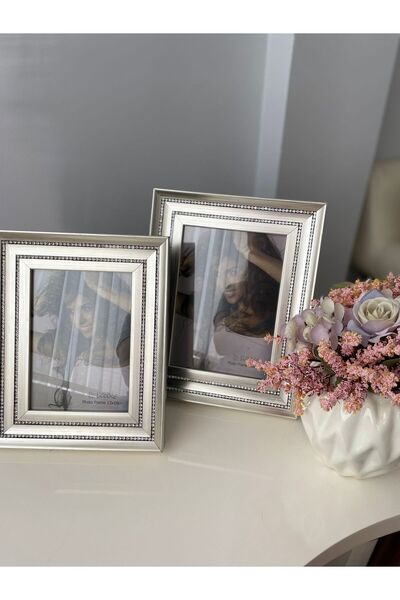 Kare Home Taşlı Gümüş Resim Çerçevesi 13x18