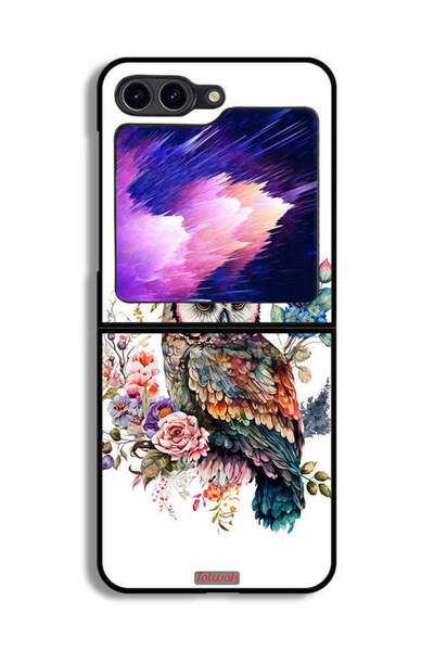 Tolwak غطاء حماية لهاتف Samsung Galaxy Z Flip6 بتصميم بومة فنية تجريدية