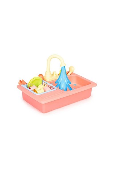 dalimag Sink Set with Dishes, Interactive Toy, With 12 Accessories, For Children, Light Pink
