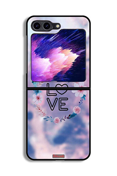 Tolwak غطاء حماية لهاتف Samsung Galaxy Z Flip6 بتصميم خاتم زهور الحب
