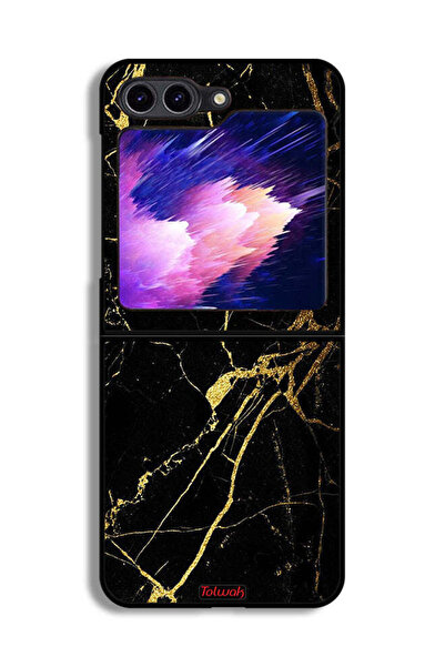 Tolwak غطاء حماية لهاتف Samsung Galaxy Z Flip6 - رخامي متصدع