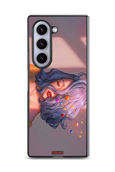 Tolwak غطاء حماية لهاتف سامسونج جالاكسي زد فولد 6 بتصميم فتاة وفن الفضاء