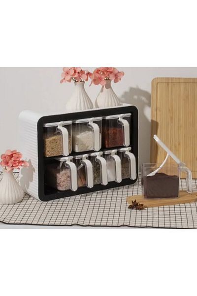Celira Set of 9 Spice Rack with Stand and Spoon