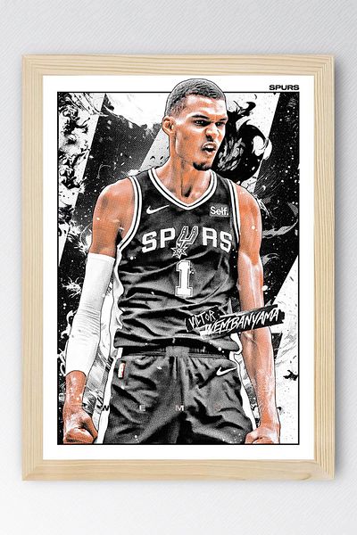 Saturn Victor Wembanyama Framed Painting - San Antonio Spurs Nba Poster Painting