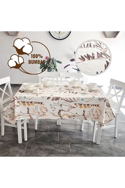 Pucioasa Teflon-coated cotton tablecloth, round, diameter 160cm, vegetable pattern