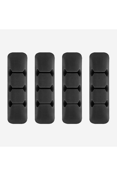 dalip Set of 4 self-adhesive clips, 3 slots each, cable organizer, for desk, Black