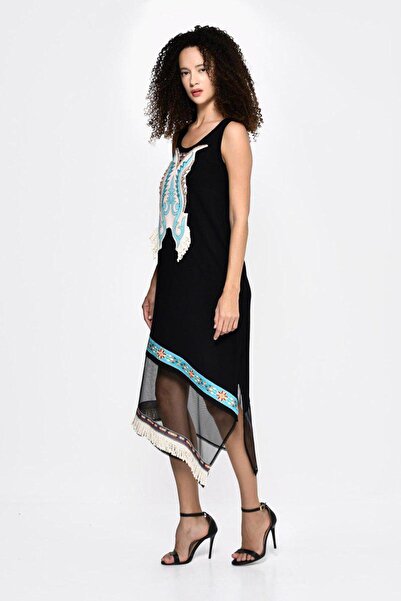 DQMANE TASARIM ASİMETRİK ELBİSE