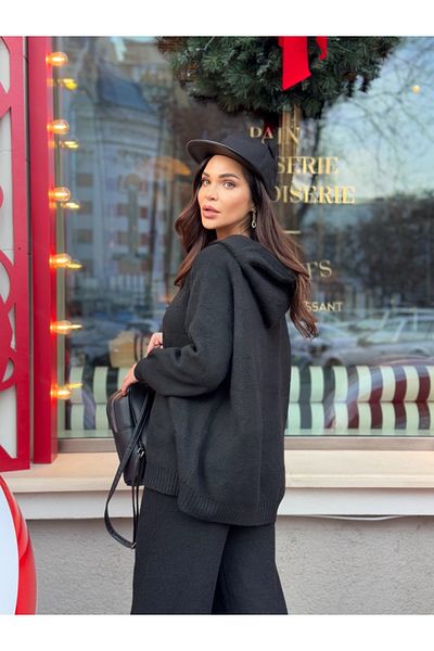Atmosphere Fashion Black knit suit with hood