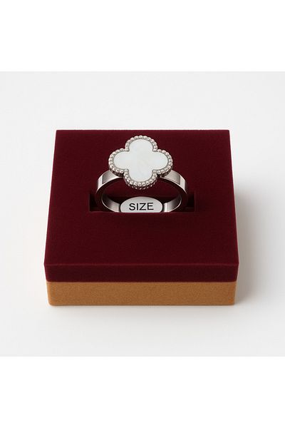 Bittox Guaranteed Steel Silver Color White Clover Ring