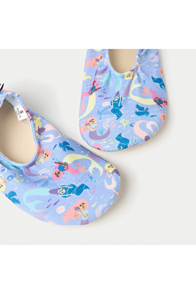 Juniors All-Over Underwater Print Slip-On Pool Shoes