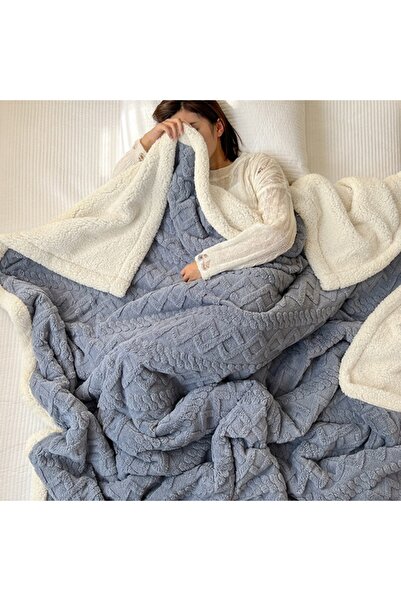 Generic Luxurious Extra Thick Reversible Jacquard Sherpa Blanket Factory Warm Soft Plush