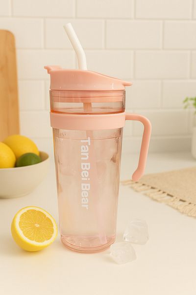 İNTER LİFE Motivational Water Bottle with Handle and Straw Suitable for Daily Use Bpa-Free Water Bottle Suitable for Detox 1.2 ml