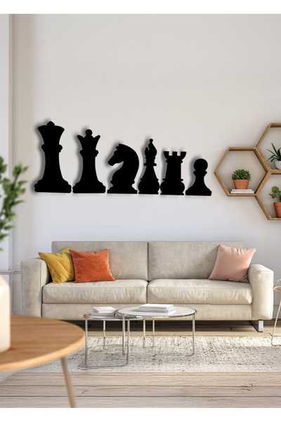 TASAGRAM Satranç Taşları 6 Parça Duvar Dekoru Tablo