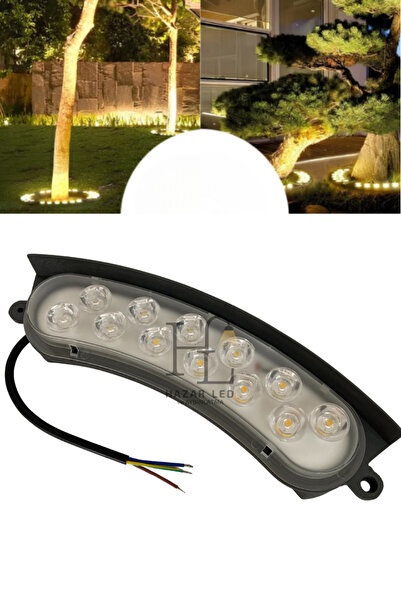 Hazar Led 12 Watt Bahçe Armatürü Led Palmiye Ağaç ve Sütun Aydınlatma IP68 Dı...