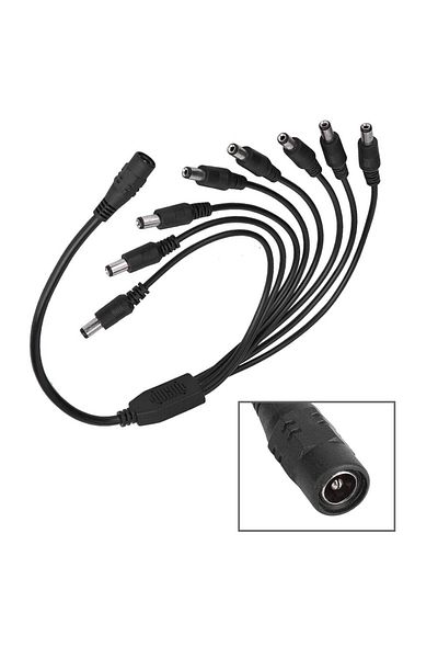 dalip Cablu alimentare DC 2.1mm mama, la 8 DC Tata, 30 cm, Negru