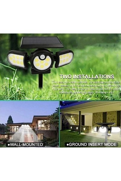divendi-ro WS 1206B triple solar lamp with motion sensor, for wall or ground mounting