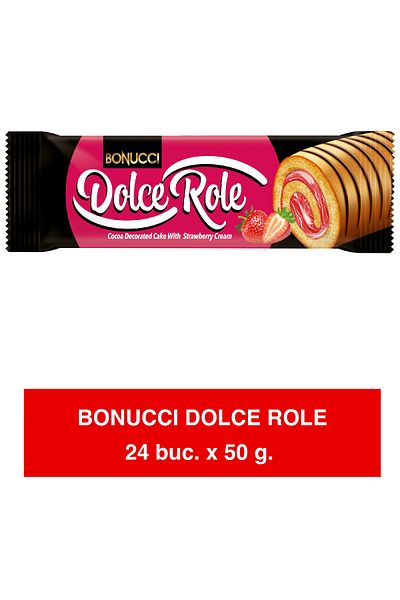 Mert BONUCCI Dolce Role – Roll with cocoa glaze and strawberry cream 50g x 24 pieces