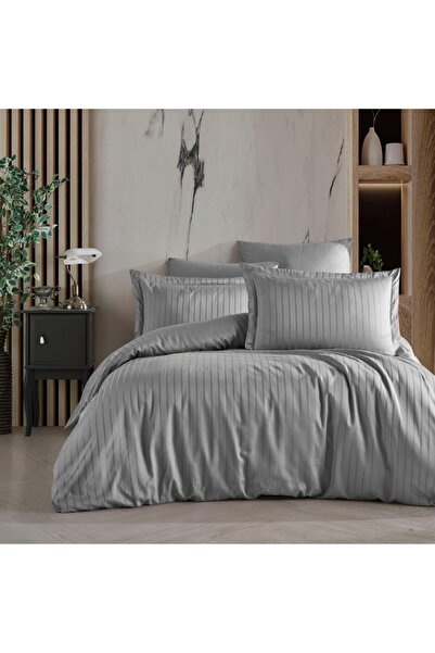 Woox Butico طقم لحاف مزدوج من الساتان القطني المخطط