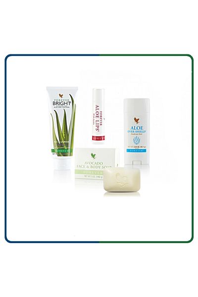 Forever Personal care set (toothpaste, deodorant, face and body soap, and lip balm)