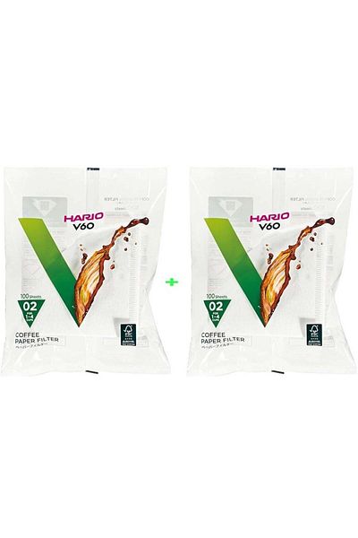 Hario PACK OF 2 - V60 Paper Coffee Filters Size 02 100 Count White
