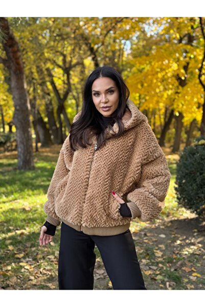Atmosphere Fashion Haină de blană de cămilă pentru femei