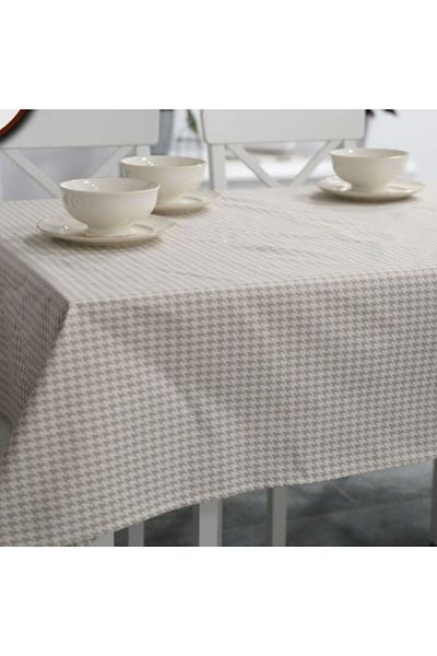 Pucioasa Teflon-coated cotton tablecloth, 140x180cm, beige geometric zigzag pattern