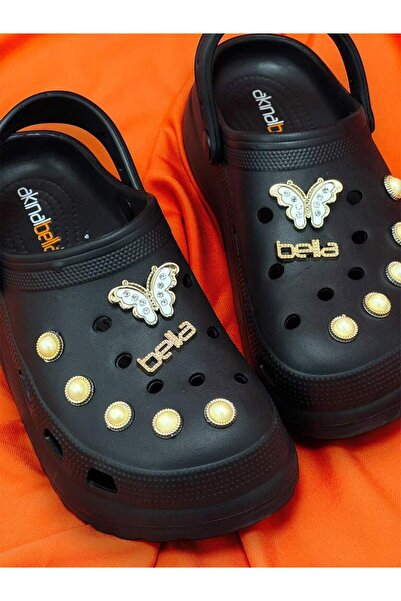 Akınal Bella Akinal Bella E428Renk Black Stone Stylish Design Cross Beach Pool Garden Sea Summer Soft Sole Gü