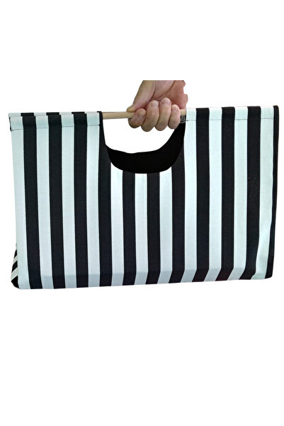 Parla Su İtici Kumaş Borcam Çantası (Siyah - Beyaz)