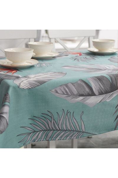 Pucioasa Teflon-coated cotton tablecloth, round, diameter 140cm, tropical leaves
