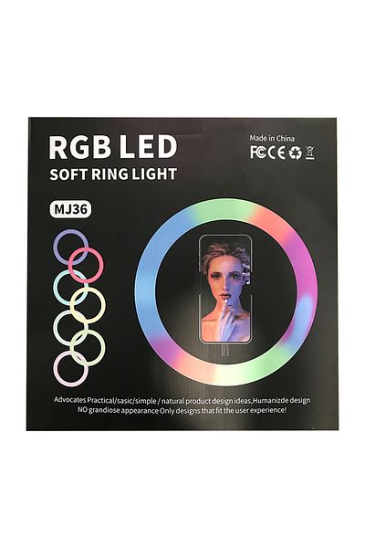 NO BRAND MJ 36 RGB LED Soft Ring Light 36 CM With Phone Holder USB Plug