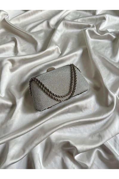 Mia Collection Βραδινό φόρεμα λέιζερ Μοντέλο Τσάντα αρραβώνων Ασημί