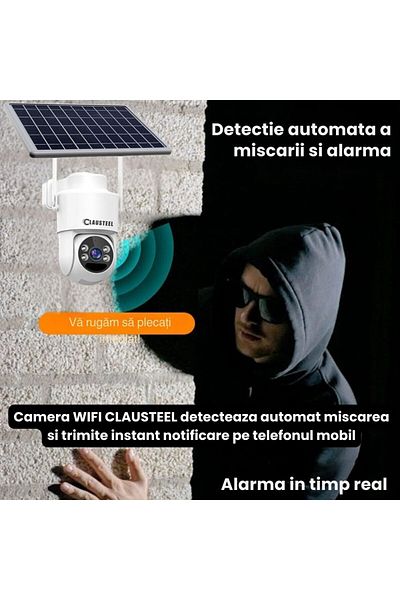 CLAUSTEEL surveillance camera with solar panel, 4 MP FullHD, Wireless, 6000 mAh
