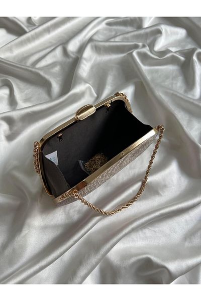Mia Collection Βραδινό φόρεμα λέιζερ Μοντέλο Τσάντα αρραβώνων γάμου Χρυσή